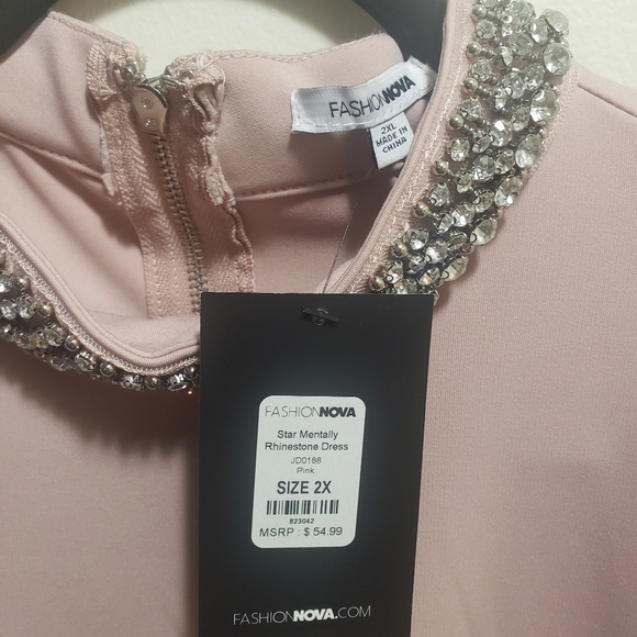 Pink Rhinestone Mini Dress - Picture 7 of 8